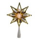 8″ Gold Tinsel 8 Point Star Christmas Tree Topper – Clear Lights