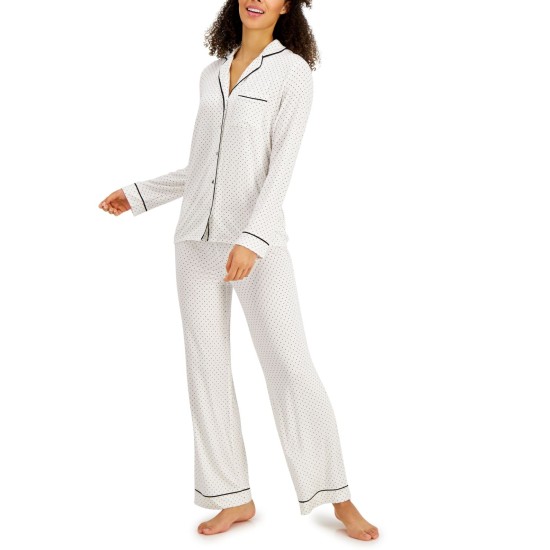  Womens Printed Ultra-Soft Pajama Sets, White, Small