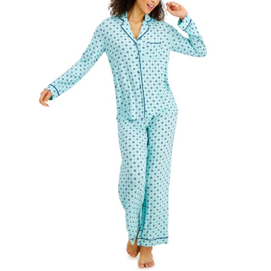  Womens Printed Ultra-Soft Pajama Sets, Aqua
