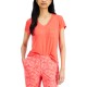  Womens Ultra Soft Knit Short Sleeve Pajama Tops, Orange, Small