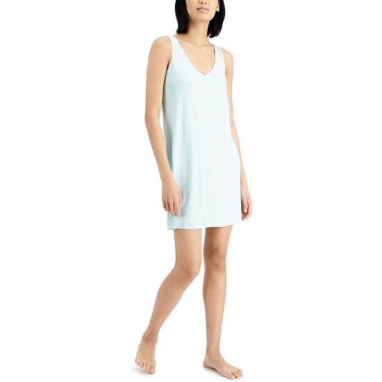  Womens V-Neck Sleeveless Chemise Nightgowns, Sage Dream, Small