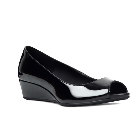  Women's Candra Peep Toe Dress Wedges Women's Shoes, Black, 7 M