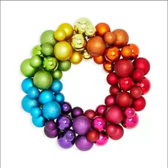 Bloomingdale’s Colorful Ball Wreath 15″