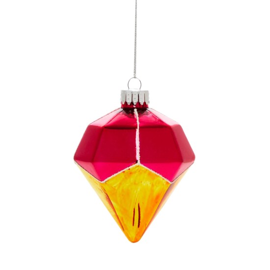 Bloomingdale’s Glass Diamond Ornament, Pink/Gold