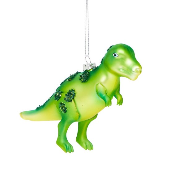Bloomingdale’s Glass Dinosaur Ornament, Green