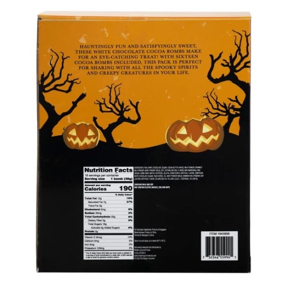 Bom Bombs Halloween White Chocolate Cocoa Bombs, 1.34 Ounce (16 Count)
