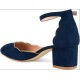 . Womens Edsey Faux Suede Ankle Strap Scalloped Pumps Navy, 9.5 Regular US