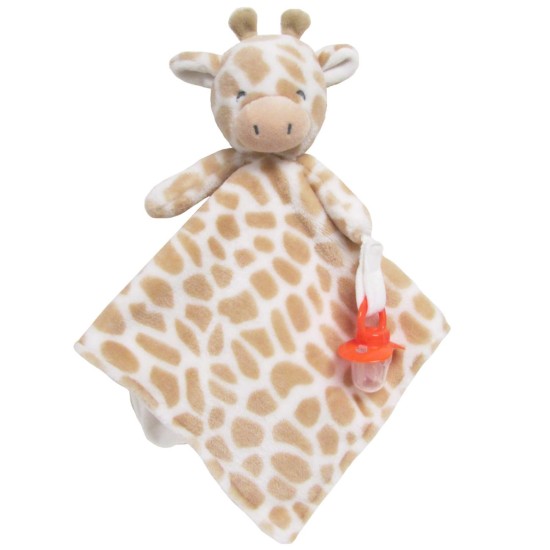 Giraffe Plush Security Blanket with Pacifier Clip