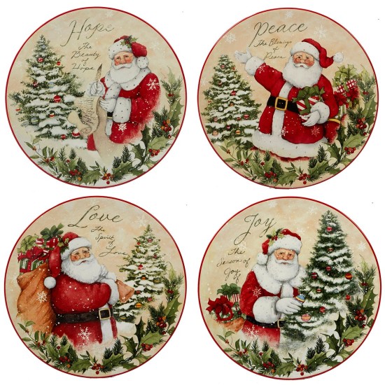  Holiday Wishes 4-Pc. Dessert Plate, Set of 4, Multicolor