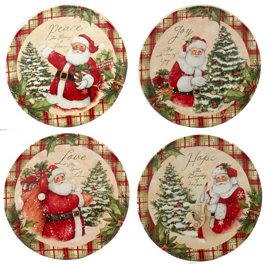  Holiday Wishes 6″ Canape Plates, Set of 4, Multicolor