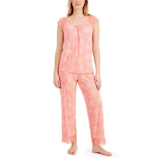  Women's Lace-Trim Pajama Sets, Pink, X-Small