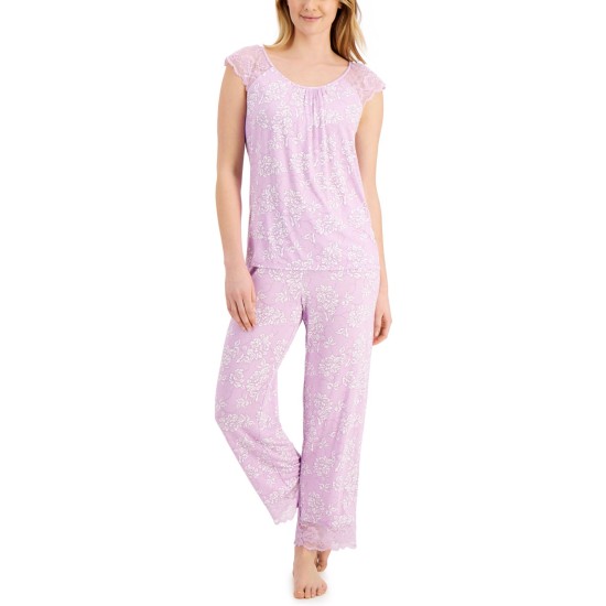  Women's Lace-Trim Pajama Sets, Purple, X-Large