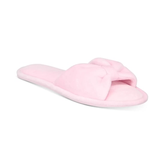 Charter Club Women’s Velvet Bow-Top Slide Slippers, Pink