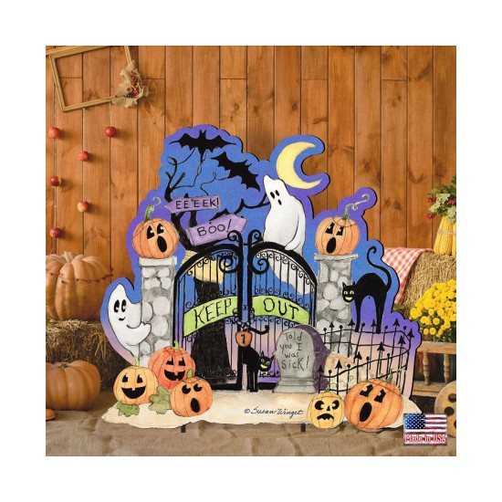  by Susan Winget Keep Out Halloween Wall and Door Decor, Multi, 24 X 18