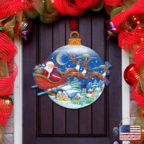  Up and Away Santa Wooden Family Name Door Hanger