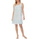  Women’s Printed Cotton Nightgown, White/Aqua Print, Small