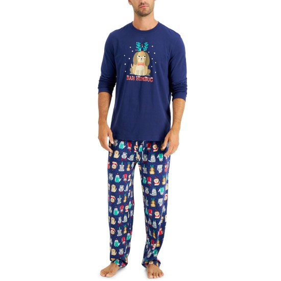  Matching Men's Big & Tall Bah Humbug Family Pajama Sets, Navy, 2X-Large Tall