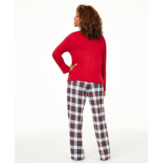  Matching Women's Mix It Stewart Plaid Family Pajama Set, Red/White, Small