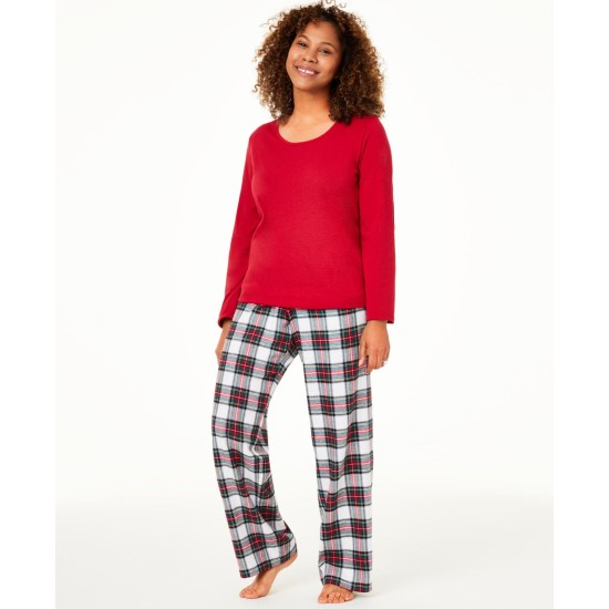  Matching Women's Mix It Stewart Plaid Family Pajama Set, Red/White, X-Small