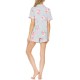 Flora by  Notched Top & Shorts Pajama Set, Gray, M