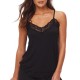  Womens Lace Trimmed Modal Camisole, Black, Medium