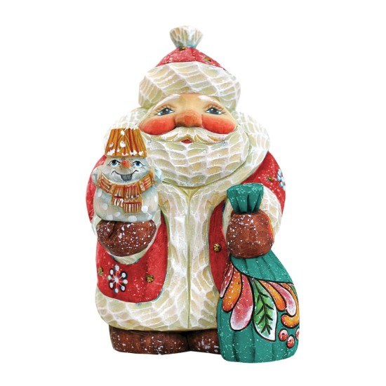 G. Debrekht Derevo Collection Santa with Snowman 4 inch