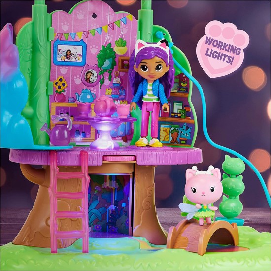 Gabby’s Dollhouse, Transforming Garden Treehouse Playset with Lights, 2 Figures, 5 Accessories, 1 Delivery, 3 Furniture, Kids Toys for Ages 3 and up