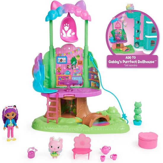 Gabby’s Dollhouse, Transforming Garden Treehouse Playset with Lights, 2 Figures, 5 Accessories, 1 Delivery, 3 Furniture, Kids Toys for Ages 3 and up