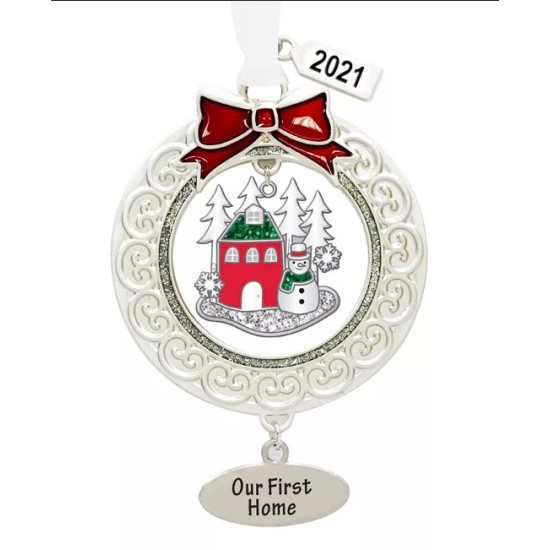 Ganz 2.98″ Tidings Ornament House with Snowman ‘Our First Home’ with Dated 2021