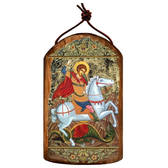  Inspirational Icon Saint George Wooden Ornament, Multi