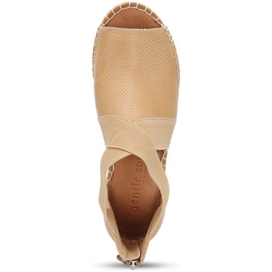  Charli Cross Elastic Wedge Sandals Women’s Shoes, Tan, 9.5 M