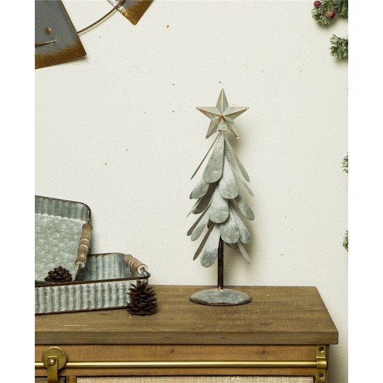  14.5″ H Galvanized Metal Christmas Table Tree Decor, Silver