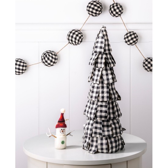  78.74 in. L Black and White Plaid Fabric Garland