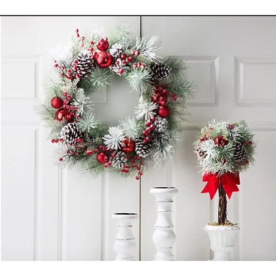  Flocked Pinecone Ornament Wreath