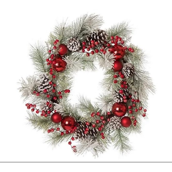  Flocked Pinecone Ornament Wreath