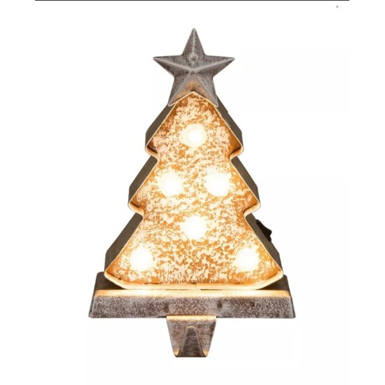 Gold and Silver Unique Marquee LED Christmas Tree Stocking Holder