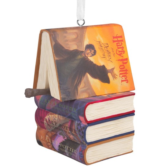  Harry Potter Stacked Books With Wand Christmas Ornament, Multi