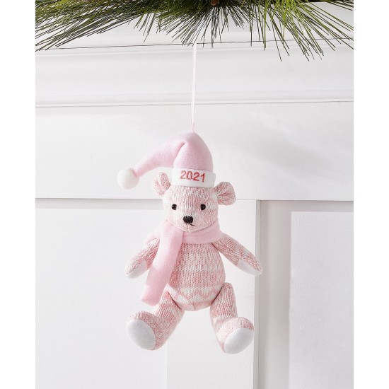 2021 Baby’s First Pink and White Bear Ornament