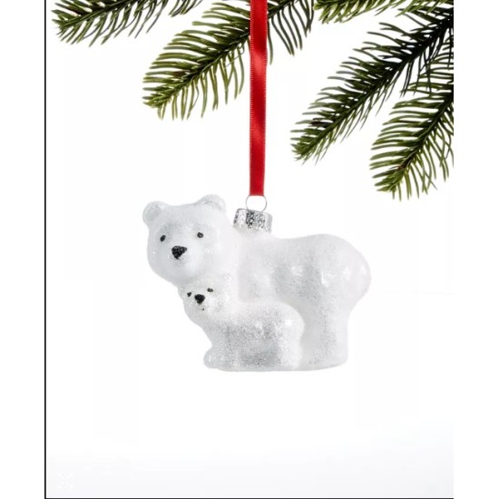 Holiday Lane Chalet You Stay, Glass Polar Bear Family Ornament