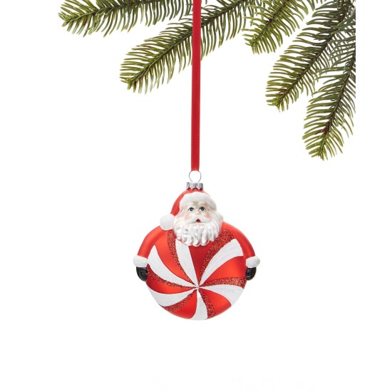  Christmas Cheer Santa With Peppermint Ornament, Red