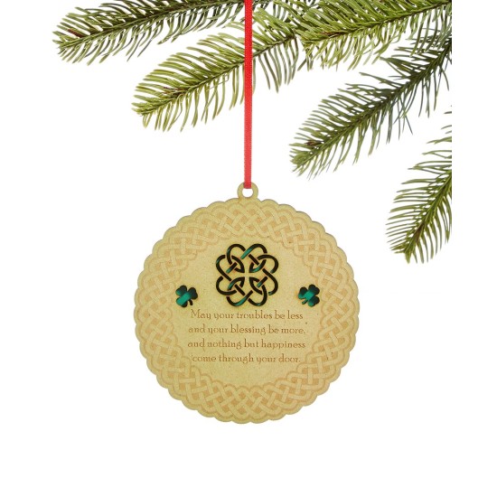  Irish Round Laser Cut Christmas Tree Ornament 4.75″ H