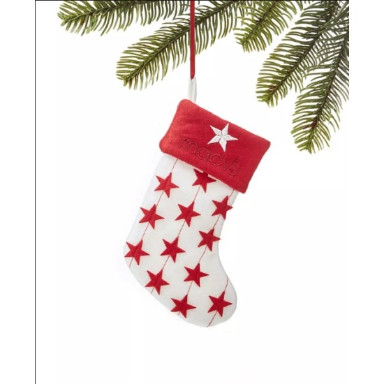 Holiday Lane Macy’s White and Red Star Stocking Ornament