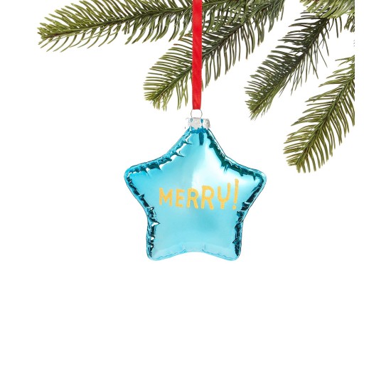  Merry & Brightest Molded Glass Star Balloon Ornament