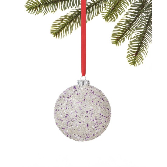  Royal Holiday Glass Purple Beaded Ball Ornament