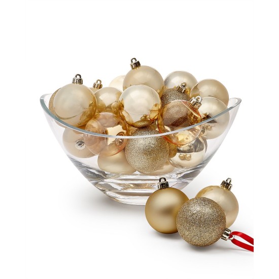  Set of 30 Assorted Shatterproof Ball Ornament, Gold