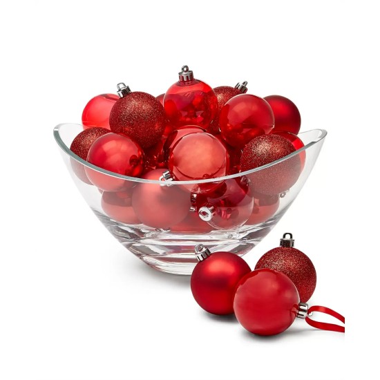  Set of 30 Assorted Shatterproof Ball Ornament, Red