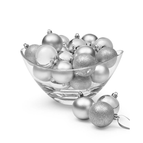 Holiday Lane Set of 30 Shatterproof Ball Ornaments, Silver