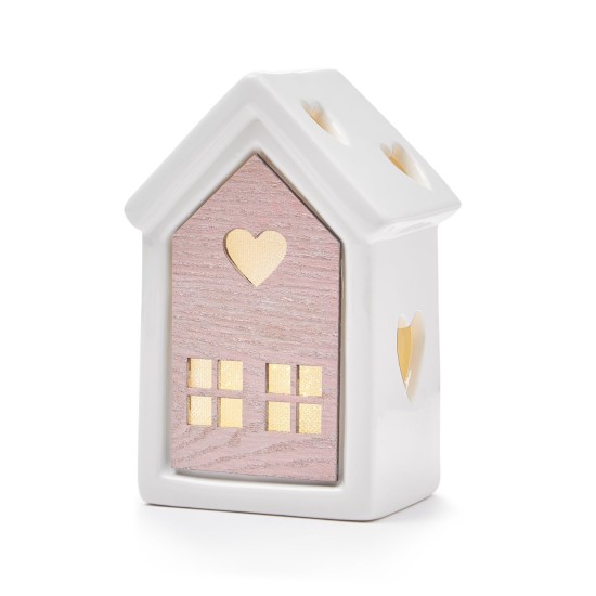  Shimmer and Light 5.5″H Light-Up Pink Dolomite House with Transluce