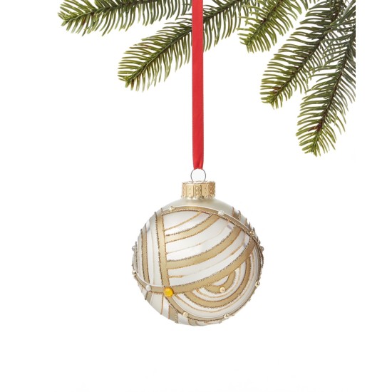  Shine Bright Gold, Silver & White-Tone Patterned Ball Ornament