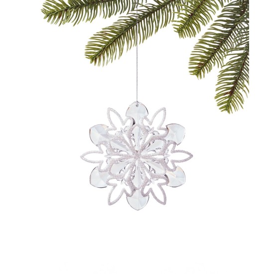  Snow Daze Clear & White Snowflake Ornament
